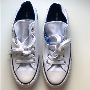 NWT Converse | White/Blue w/ Double Tongues